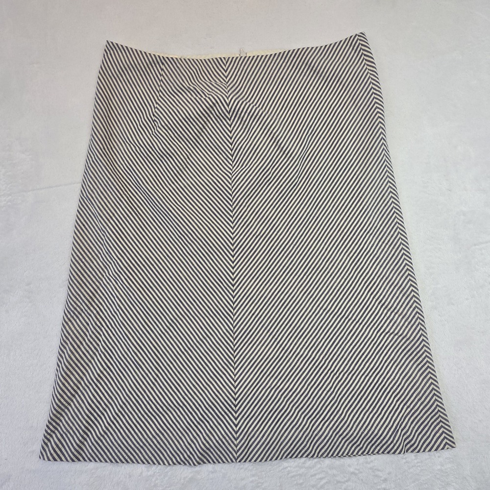 Lauren Moffatt Womens Size 6 Blue White Striped A-Line Skirt Preppy Knee Length